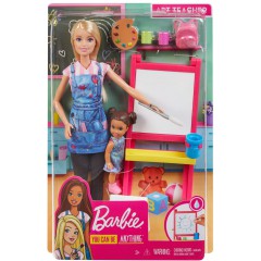 Barbie - Lalka Nauczycielka plastyki z uczennicą + Akcesoria GJM29