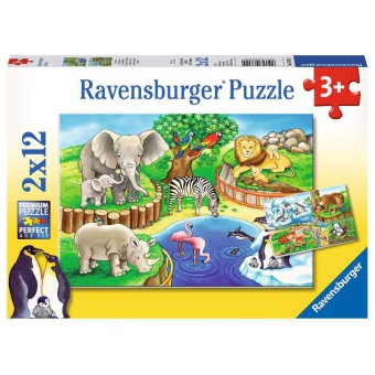 Ravensburger - Puzzle Zwierzęta w ZOO 2 x 12 elem. 076024