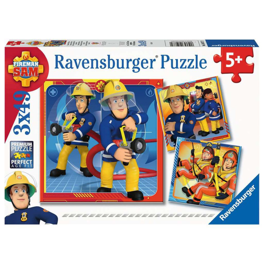 Ravensburger - Puzzle Strażak Sam na ratunek! 3x49 elem. 050772