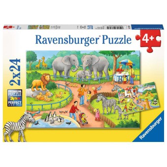 Ravensburger - Puzzle Dzień w zoo 2x24 elem. 078134