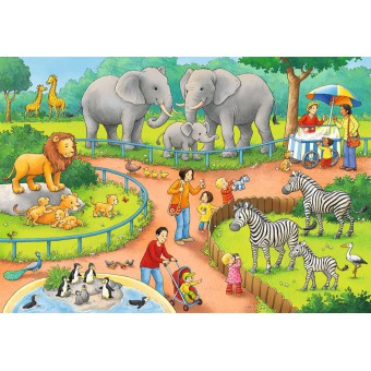 Ravensburger - Puzzle Dzień w zoo 2x24 elem. 078134