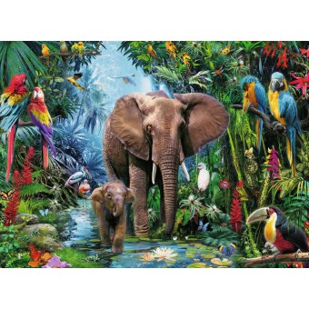 Ravensburger - Puzzle XXL Słonie w dżungli 150 elem. 129010