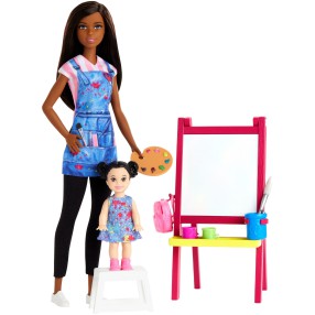 Barbie - Lalka Nauczycielka plastyki z uczennicą + Akcesoria GJM30