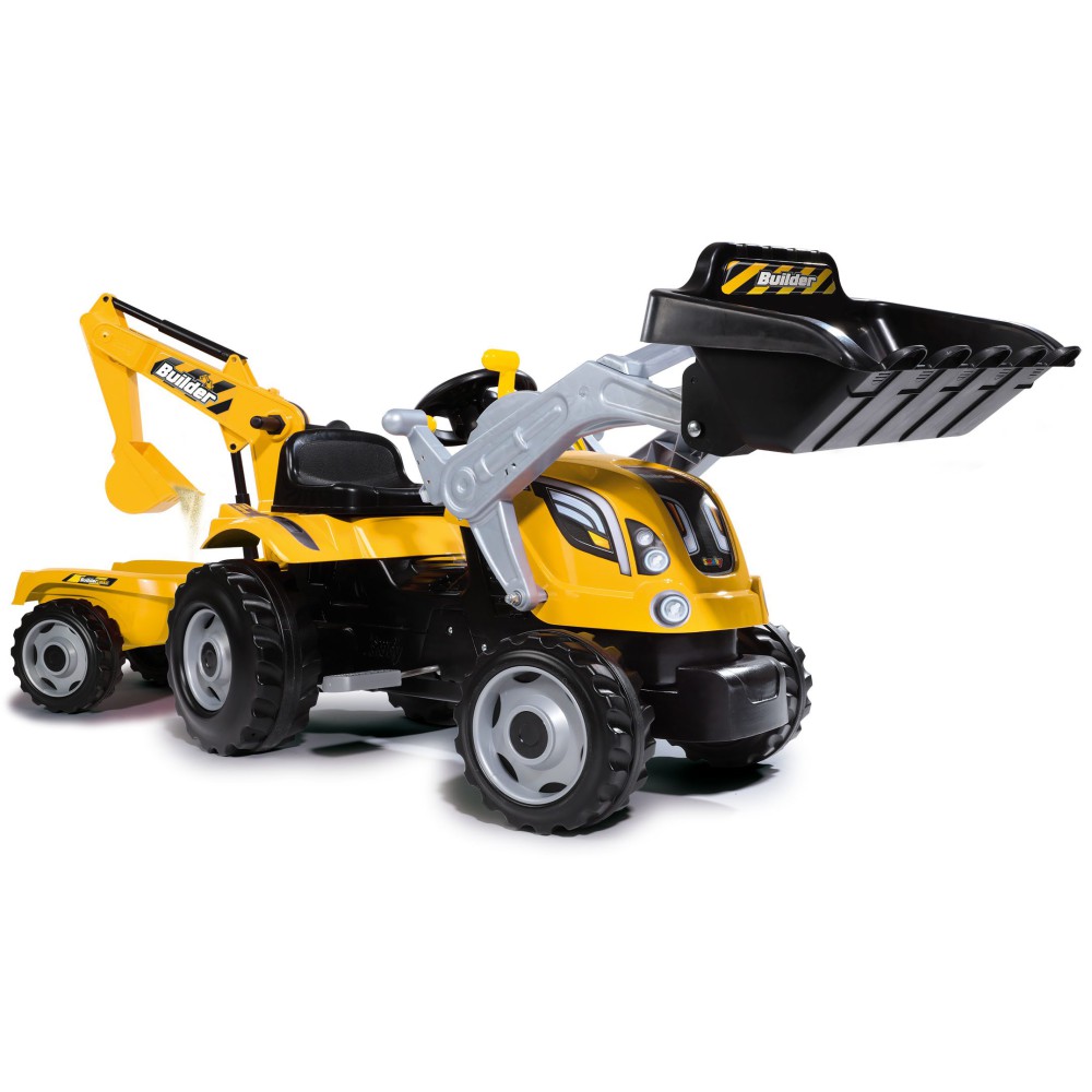 Smoby - Traktor Builder MAX z łyżką, koparką i przyczepą 710301