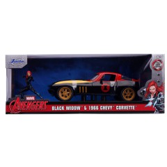 Jada Avengers - Samochód 1966 Chevy Corvette 1:24 + Figurka Black Widow 3225014