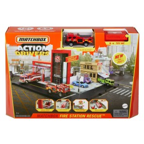 Matchbox Action Drivers - Prawdziwe Przygody Zestaw Remiza strażacka Światło Dźwięk HBD76