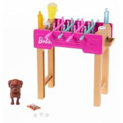 Barbie - Minizestaw Świat Barbie Figurka Pieska i Stół do piłkarzyków + Akcesoria GRG77
