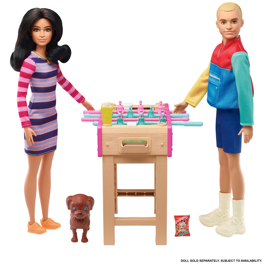 Barbie - Minizestaw Świat Barbie Figurka Pieska i Stół do piłkarzyków + Akcesoria GRG77