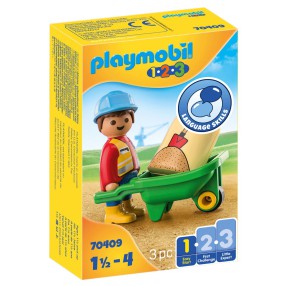 Playmobil - Pracownik budowlany z taczką 70409