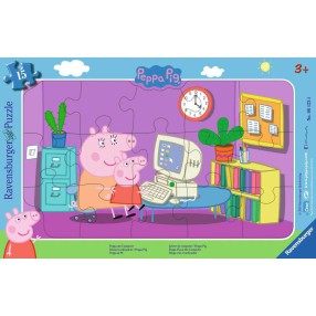 Ravensburger - Puzzle Świnka Peppa przy komputerze 15 elem. 061235