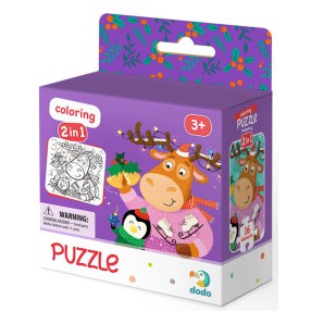 Dodo - Puzzle + Kolorowanka 2w1 Renifer i Pingwin 16 el. 300353