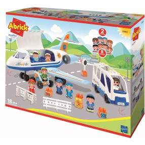 Ecoiffier Abrick - Klocki Zestaw Samolot Happy Jet + Autobus Happy Bus 3065
