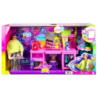 Barbie Extra - Zestaw Toaletka ze światłem Lalka + Akcesoria GYJ70