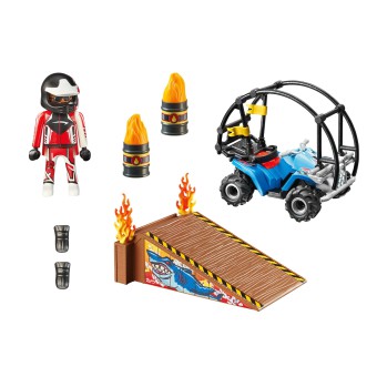 Playmobil - Starter Pack Pokaz kaskaderski z quadem i płonącą rampą 70820