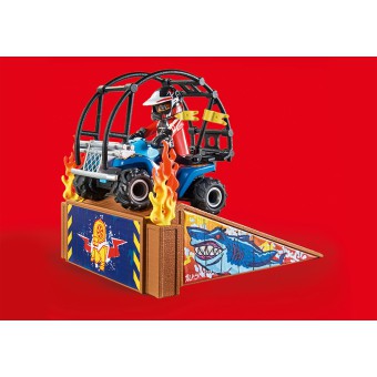 Playmobil - Starter Pack Pokaz kaskaderski z quadem i płonącą rampą 70820
