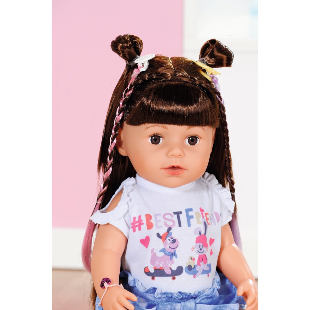 BABY born - Lalka interaktywna Soft Touch Siostrzyczka brunetka 43 cm 830352
