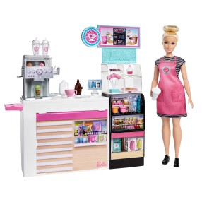 Barbie - Zestaw Kawiarenka Lalka + Akcesoria GMW03