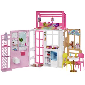 Barbie - Kompaktowy domek dla lalek z wyposażeniem Przenośny HCD47
