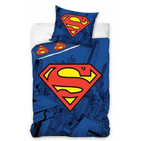 Superman - Komplet pościeli bawełnianej 140x200 cm + 70x90 cm Świeci w ciemności SUP8001-PP