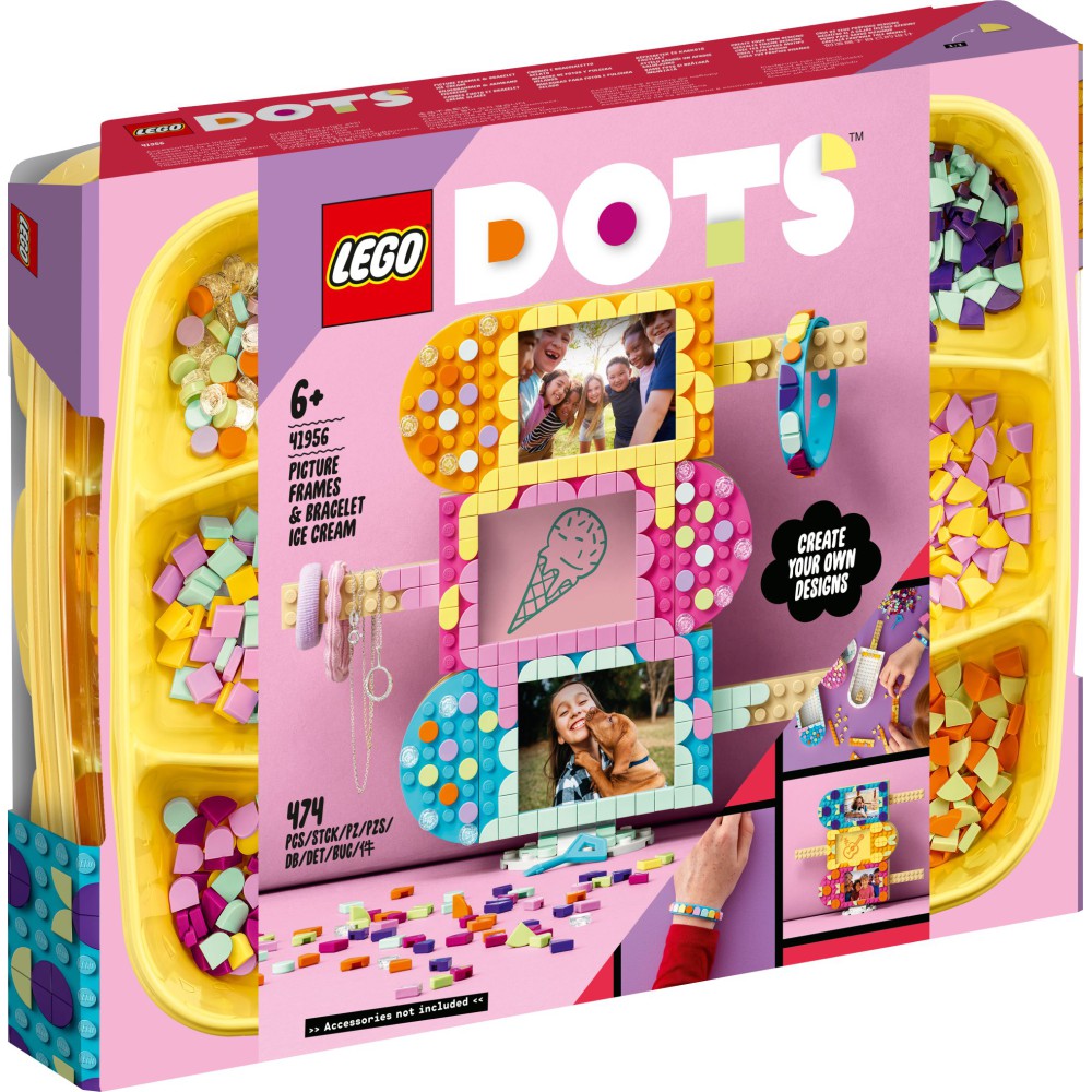 LEGO DOTS - Ramki na zdjęcia w kształcie lodów i bransoletka 41956