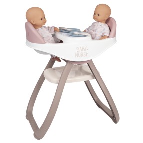 Smoby Baby Nurse - Krzesełko do karmienia dla bliźniąt, bujak 2w1 dla Lalek 220371