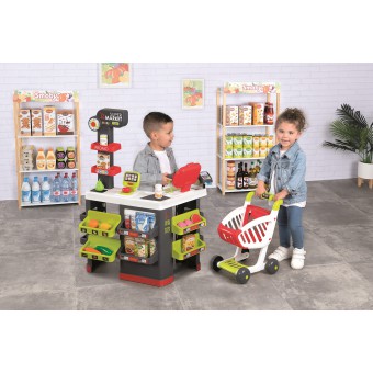 Smoby - Supermarket z elektroniczną kasą, wagą, wózkiem i 42 akcesoriami 350234