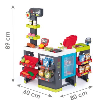 Smoby - Supermarket Maxi Market z elektroniczną kasą, skanerem i wagą + 50 Akcesoriów 350235
