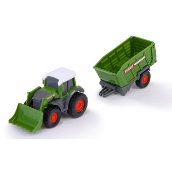 Dickie Farm - Pojazd rolniczy Traktor z koparką + przyczepa na siano 3732002 C
