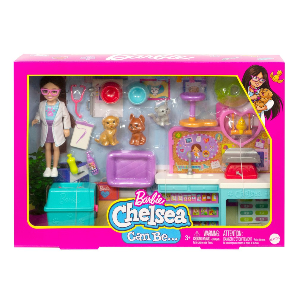 Barbie Chelsea - Zestaw Weterynarz + lalka Chelsea + akcesoria HGT12