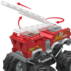 Hot Wheels Monster Trucks Mega - Pojazd do zbudowania 5-Alarm + łazik ATV Zestaw klocków HHD19