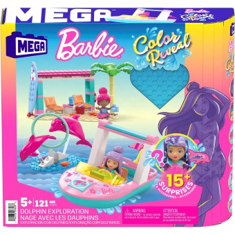 MEGA Barbie - Zestaw klocków Przygoda z delfinami + 15 akcesoriów HHW83
