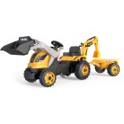 Smoby - Traktor Builder MAX z łyżką, koparką i przyczepą Żółty 710304