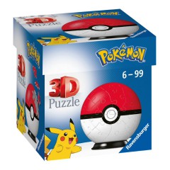 Ravensburger - Puzzle 3D Kula Pokemon Pokeball Czerwony 54 elem. 112562