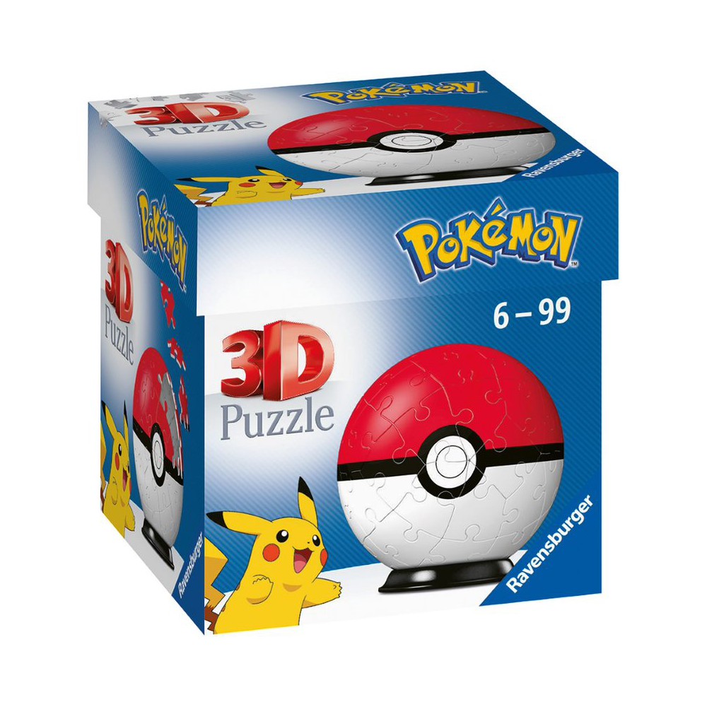 Ravensburger - Puzzle 3D Kula Pokemon Pokeball Czerwony 54 elem. 112562