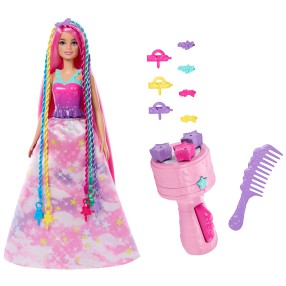 Barbie Dreamtopia - Lalka Księżniczka Zakręcone pasemka + akcesoria HNJ06