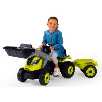 Smoby - Traktor Farmer MAX z łyżką i przyczepą Zielony 710132
