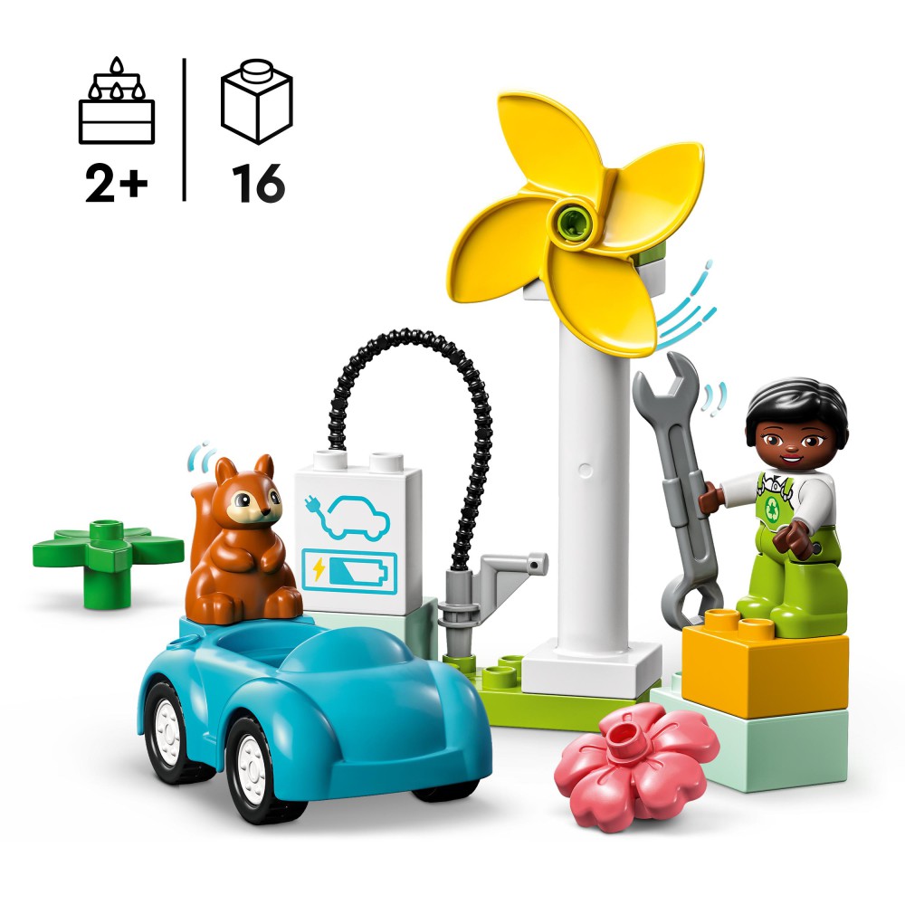 LEGO DUPLO Town - Turbina wiatrowa i samochód elektryczny 10985