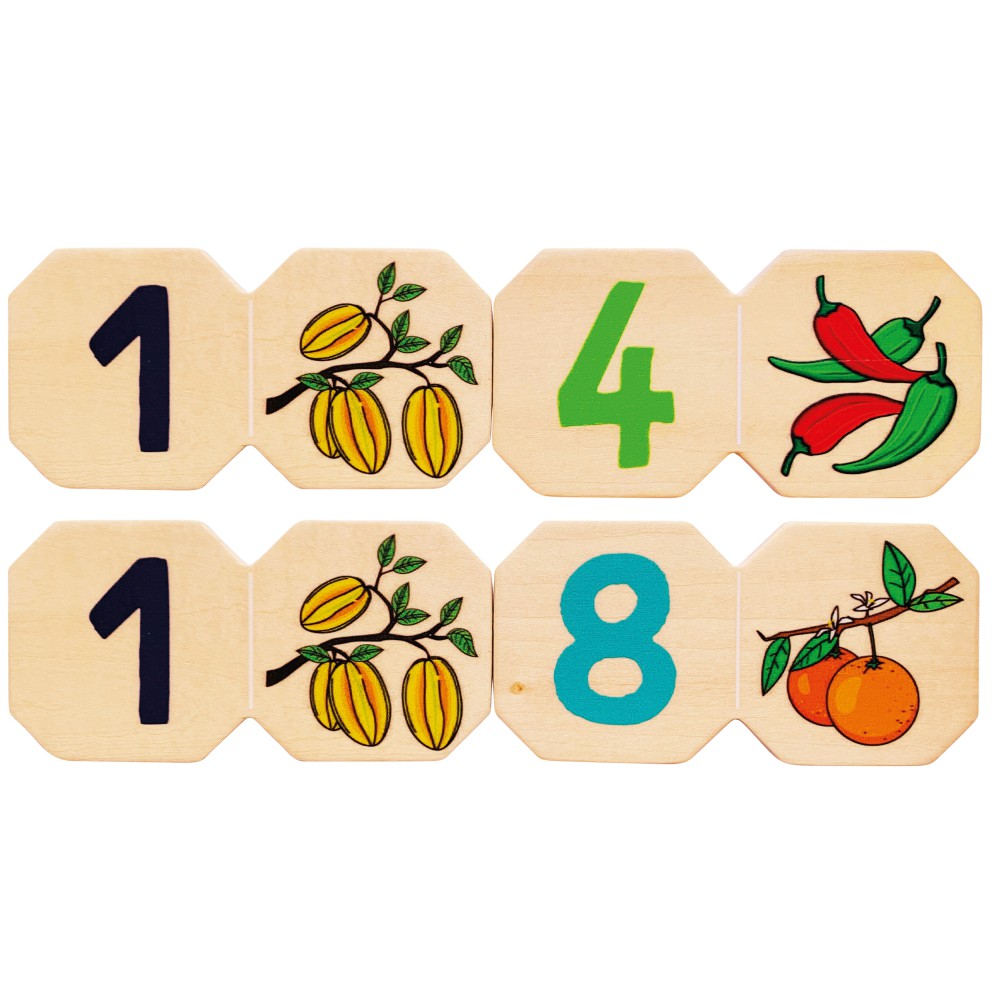 Beleduc - Gra edukacyjna DOMInext XL Owoce i warzywa Drewniane domino 22617