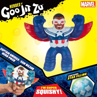 Goo Jit Zu Marvel - Rozciągliwa figurka Kapitan Ameryka Hero Pack GOJ41371