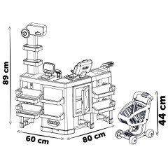 Smoby - Maximarket z wózkiem, elektroniczną kasą ze skanerem, wagą i lodówką + 50 akcesoriów 350242