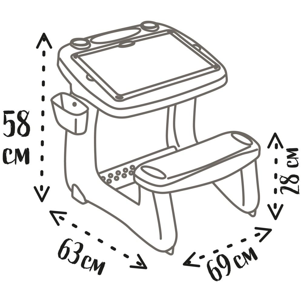 Smoby - Stolik z dwustronną tablicą Biurko z ławką + 80 akcesoriów 420107
