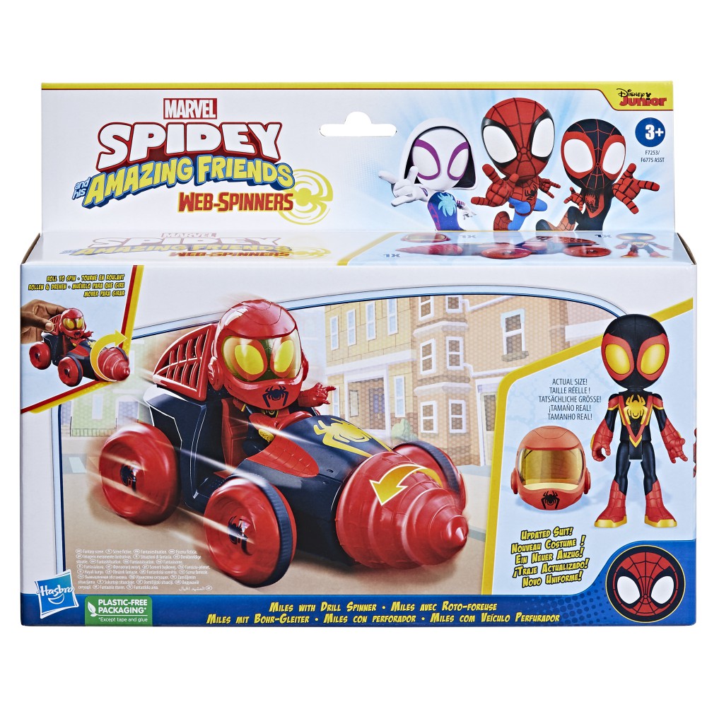 Hasbro Spidey Amazing Friends - Figurka superbohatera Miles + pojazd Drill Spinner F7253