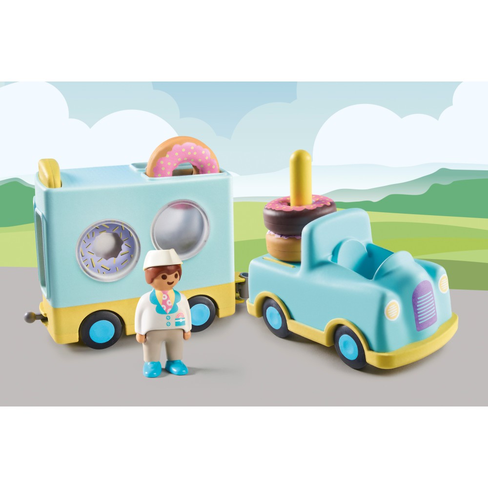 Playmobil - 1.2.3 Szalony Donut Truck z funkcją układania i sortowania 71325