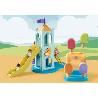 Playmobil - 1.2.3 Wieża przygód i budka z lodami 71326