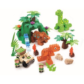 Ecoiffier Abrick - Zestaw z dinozaurami Dino Land + 2 figurki + 1 pojazd 2995
