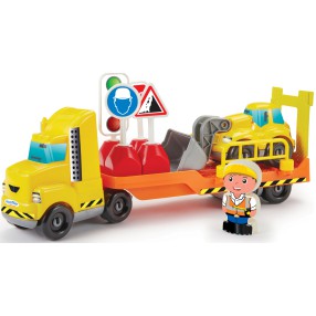 Ecoiffier Abrick - Ciężarówka budowlana z koparką + figurka 3291