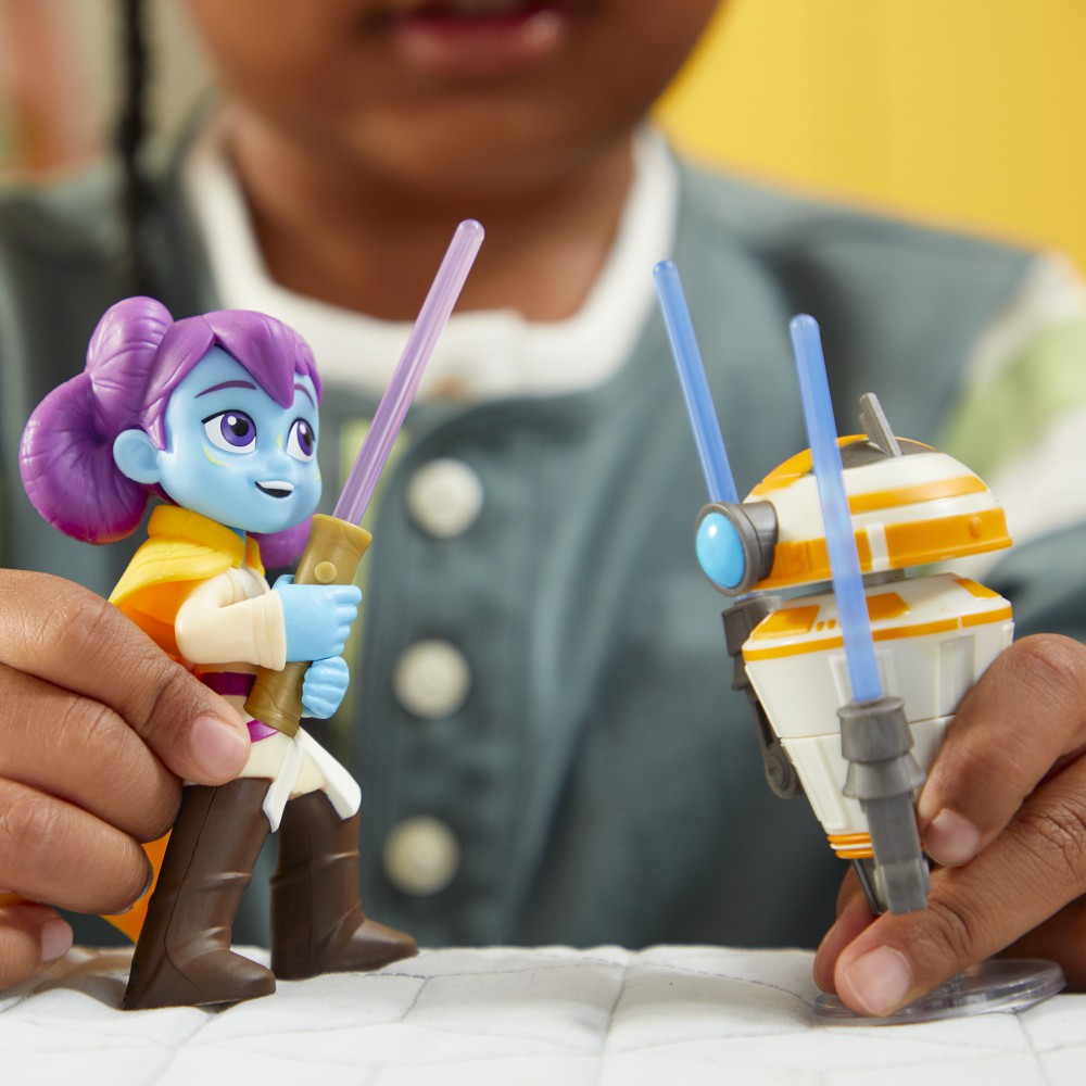 Hasbro Star Wars - Figurki akcji 2-Pak Pop-Up Lightsaber Duel Lys Solay i Training Droid Przygody młodych Jedi F8008