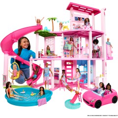 Barbie Dreamhouse - Dom Marzeń Domek dla lalek ze zjeżdżalnią i windą + 75 akcesoriów HMX10