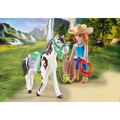 Playmobil - Horses of Waterfall Ellie i klacz Sawdust ćwiczące western riding 71358