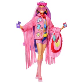 Barbie Extra Fly - Lalka Hippie w festiwalowym ubraniu + akcesoria HPB15